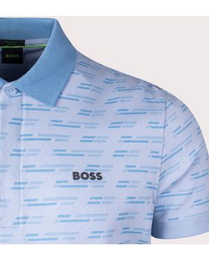 BOSS Paddy Tape All Over Print Polo Shirt - Blue