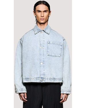 MKI Miyuki-Zoku Box Fit Twisted Weave Trucker Jacket - Blue