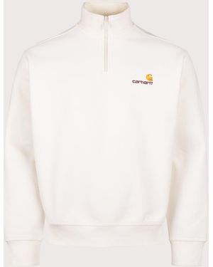 Carhartt Loose Fit Quarter Zip American Script Sweatshirt - White