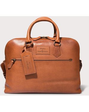 Polo Ralph Lauren Pebbled Leather Commuter Bag - Brown