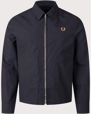 Fred Perry Regular Fit Zip Through Poplin Overshirt - Blue