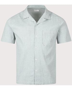 Universal Works Short Sleeve Seersucker Road Shirt - Blue