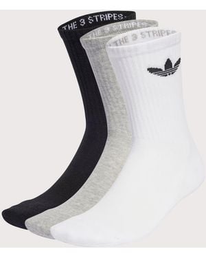 adidas Originals 3 Pack Trefoil Cushion Crew Socks - Black