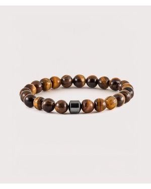 Mysterious Jeweller Tigers Eye Beaded Stretch Bracelet - Brown