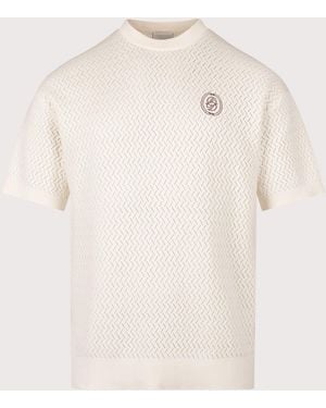 Drole de Monsieur Mirrored 'D' Openwork Mesh T-Shirt - Natural