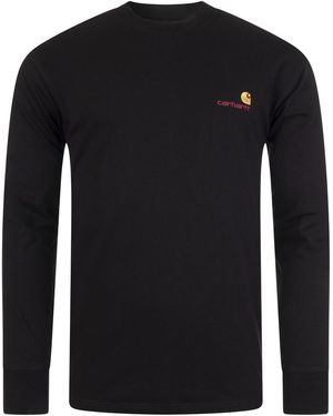Carhartt Loose Fit American Script Long Sleeve T-Shirt - Black