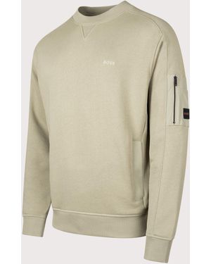 BOSS Relaxed Fit We Mixed Sweatshirt - Natural