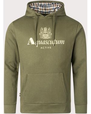 Aquascutum Active Big Logo Hoodie - Green