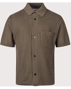 Norse Projects Fredensborg Short Sleeve Knitted Shirt - Brown