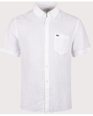 Lacoste Short Sleeve Linen Shirt - White