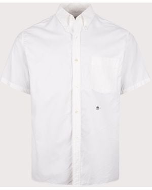 Nanamica Relaxed Fit Button Down Wind Short Sleeve Shirt - White