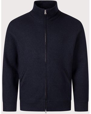 NN07 Boiled Merino Zip Through Knit Jumper - Blue