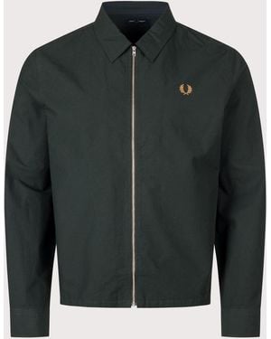 Fred Perry Regular Fit Zip Through Poplin Overshirt - Green