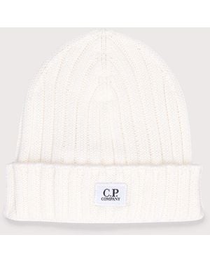 C.P. Company Extrafine Merino Wool Lens Beanie - Natural