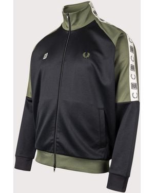 Fred Perry Oversized Fit Meyba Taped Raglan Track Jacket - Black