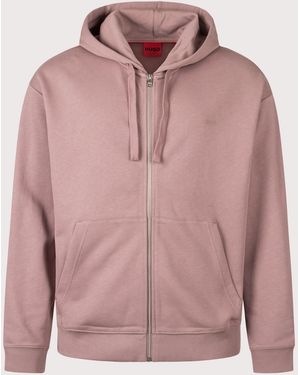 HUGO Relaxed Fit Dapozip Hoodie - Pink