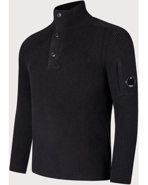 C.P. Company Lens Ribbed Knit Jumper - Blue