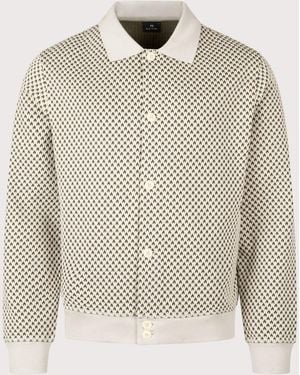 Paul Smith Regular Fit Cotton Blend Jacquard Jersey Cardigan - Natural