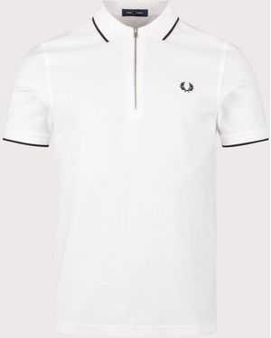 Fred Perry Regular Fit Crepe Piqué Polo Shirt - White