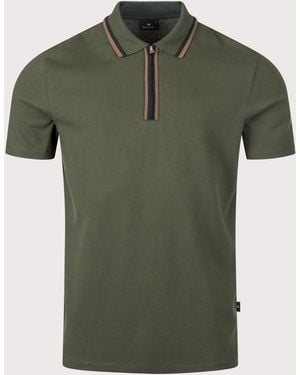 Paul Smith Regular Fit Quarter Zip Polo Shirt - Green