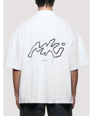 MKI Miyuki-Zoku Oversized Box Fit Ink Line T-Shirt - White