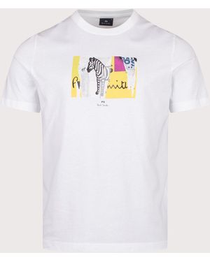 Paul Smith Regular Fit Organic Cotton Patch Zebra T-Shirt - White