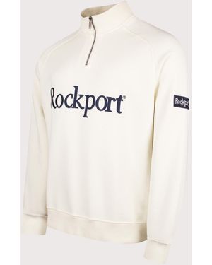 Rockport Relaxed Fit Boston Logo Quarter Zip Sweatshirt - Natural