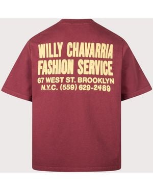 Willy Chavarria Relaxed Fit Fashion Services Standard T-Shirt - Red