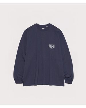 Nanamica Oversized Ooal Long Sleeve Graphic T-Shirt - Blue
