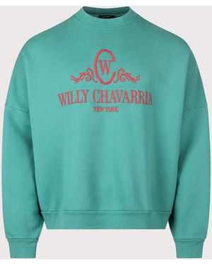 Willy Chavarria Super Oversized Chavantino Hooligan Sweatshirt - Green