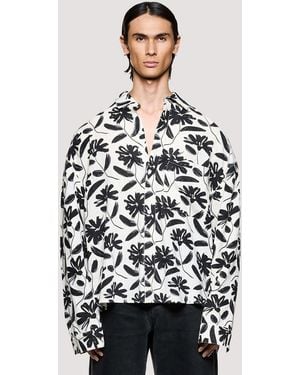 MKI Miyuki-Zoku Box Fit Floral Linen Dress Shirt - White