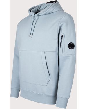 C.P. Company Diagonal Raised Fleece Lens Hoodie - Blue