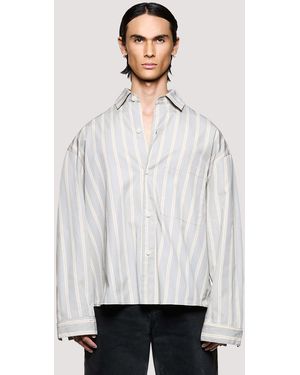 MKI Miyuki-Zoku Box Fit Poplin Stripe Dress Shirt - White