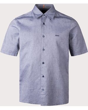 BOSS Regular Fit Rash Short Sleeve Shirt - Blue