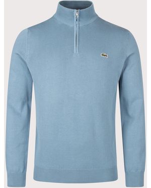 Lacoste Regular Fit Quarter Zip Knit Jumper - Blue