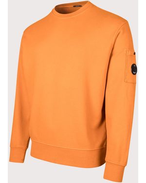 C.P. Company Diagonal Fleece Crewneck Lens Sweatshirt - Orange