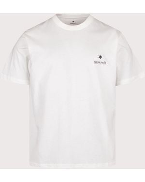 Snow Peak Relaxed Fit Soft Cotton Logo T-Shirt - White