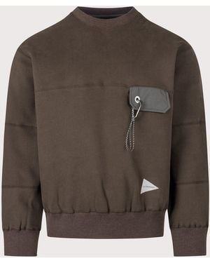 and wander Relaxed Fit Pocket Sweatshirt - Brown