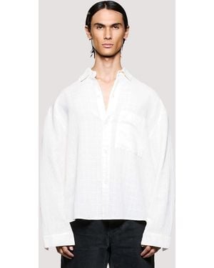 MKI Miyuki-Zoku Box Fit Loose Weave Check Dress Shirt - White