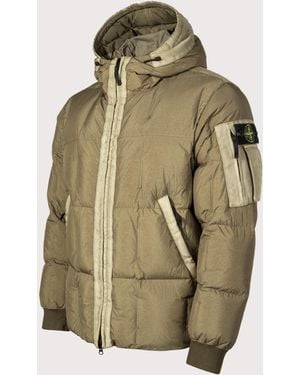 Stone Island Garment Dyed Crinkle Reps Ny Down Jacket - Green