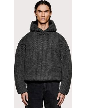 MKI Miyuki-Zoku Oversized Chunky Rib Knit Hoodie - Black