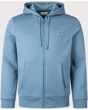 Lacoste Zip Through Logo Hoodie - Blue