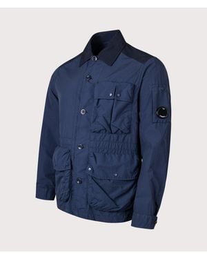 C.P. Company Flatt Nylon Mixed Button Lens Jacket - Blue