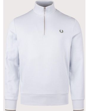 Fred Perry Quarter Zip Sweatshirt - White