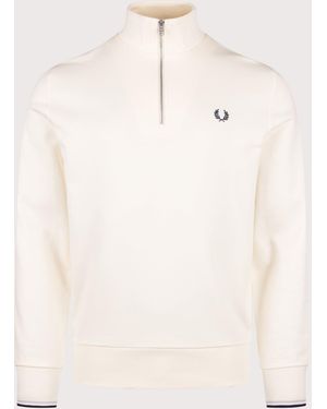 Fred Perry Regular Fit Quarter Zip Sweatshirt - Natural