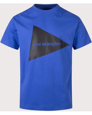 and wander Big Logo T-Shirt - Blue