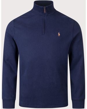 Polo Ralph Lauren Loose Fit Estate-Rib Quarter Zip Knit Jumper - Blue
