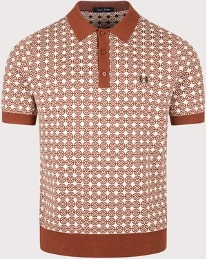 Fred Perry Regular Fit Floral Jacquard Polo Shirt - Pink