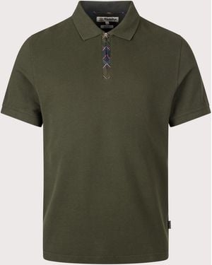 Barbour Tailored Fit Stately Quarter Zip Polo Shirt - Green