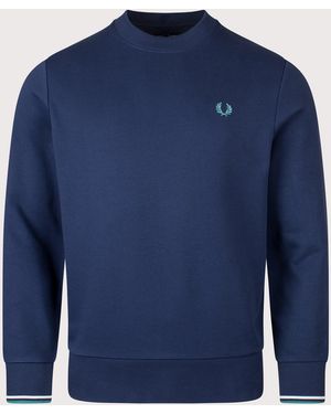 Fred Perry Regular Fit Crew Neck Sweatshirt - Blue